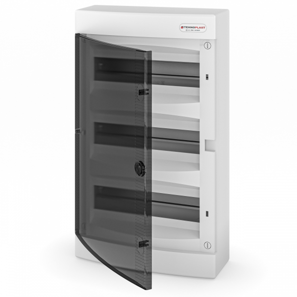 Sicherungskasten Aufputz IP40 3-Reihig 36-Module (Transparente Tür)